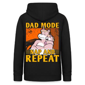 Mode papa : Sieste et répétition - Sweat à capuche Femme - noir - Dos - AI Model Female 172 light (172cm)