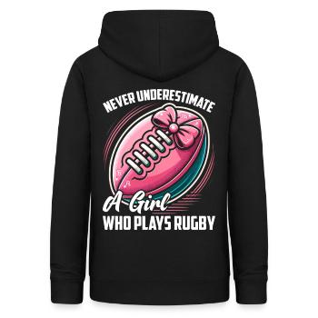 Cadeau Rugby Joueur de rugby Entraîneur de rugby - Sweat à capuche Femme - noir - Dos - AI Model Female 172 light (172cm)