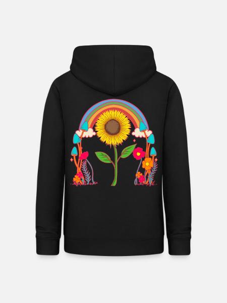 Sonnenblume Natur Blume Regenbogen - Frauen Hoodie - Schwarz