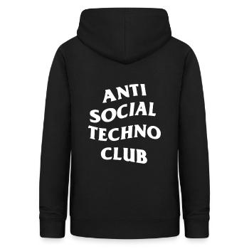 Club Techno Anti Social - Sweat à capuche Femme - noir - Dos - AI Model Female 172 light (172cm)