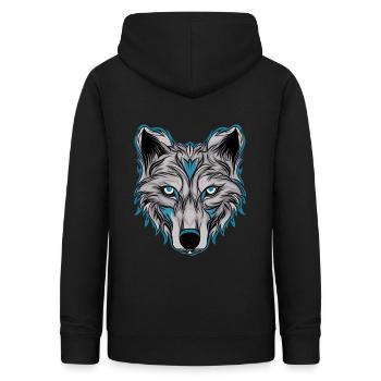Nordischer Wolf mit blauen Augen - Frauen Hoodie - Schwarz - Hinten - AI Model Female 172 light (172cm)