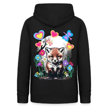 Frühling Retro Fuchs Füchse Frühlingsanfang - Frauen Hoodie - Schwarz - Hinten - AI Model Female 172 light (172cm)