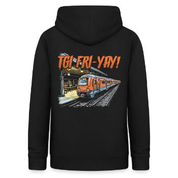 train driver train lover station - Women's Hoodie - black - Back - AI Model Female 172 light (172cm)