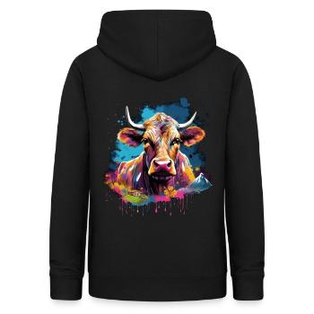 Vache ,montagne, chalet - Sweat à capuche Femme - noir - Dos - AI Model Female 172 light (172cm)