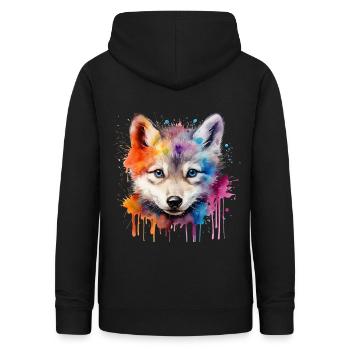 wolf, gray wolf, wolf cub - Women's Hoodie - black - Back - AI Model Female 172 light (172cm)