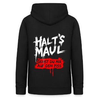 Halts Maul Spruch Design Sarkasmus Lustig - Frauen Hoodie - Schwarz - Hinten - AI Model Female 172 light (172cm)