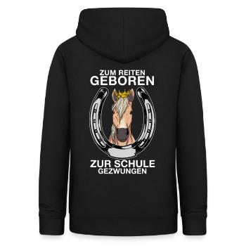 Zum Reiten geboren zur Schule gezwungen - Frauen Hoodie - Schwarz - Hinten - AI Model Female 172 light (172cm)