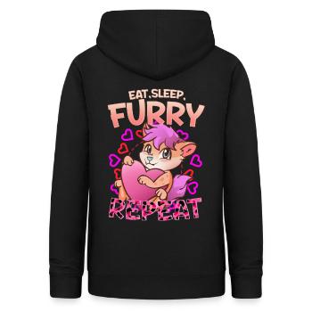 Eat Sleep Furry Repeat I Furries Fandom Cosplay - Frauen Hoodie - Schwarz - Hinten - AI Model Female 172 light (172cm)