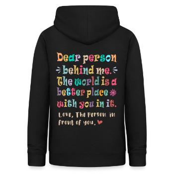 Liebe Person hinter mir - Frauen Hoodie - Schwarz - Hinten - AI Model Female 172 light (172cm)