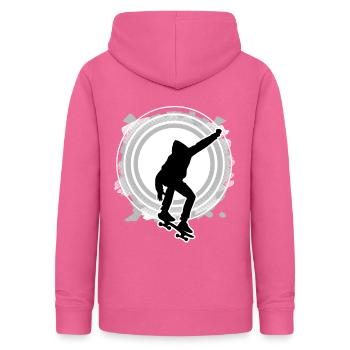 Skateboarder saute cercle raster gris blanc - Sweat à capuche Femme - rose - Dos - AI Model Female 172 light (172cm)