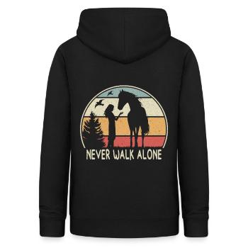 PFERD - NEVER WALK ALONE - Frauen Hoodie - Schwarz - Hinten - AI Model Female 172 light (172cm)