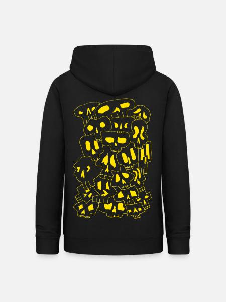 Skulls (Outlines Gelb) - Frauen Hoodie - Schwarz