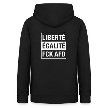 Liberté Égalité FCK AFD Shirt - Frauen Hoodie - Schwarz - Hinten - AI Model Female 172 light (172cm)