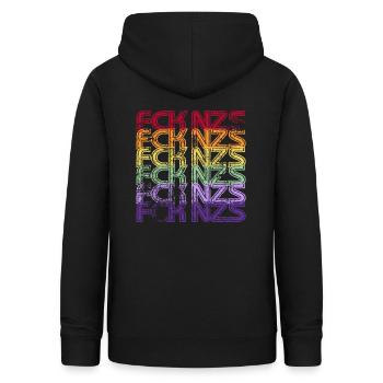 Gegen Nazis - FCK NZS - Gegen Rechts - Vintage - Frauen Hoodie - Schwarz - Hinten - AI Model Female 172 light (172cm)