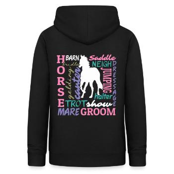 Équestre Love Horse Racing Horse Head Dictons - Sweat à capuche Femme - noir - Dos - AI Model Female 172 light (172cm)