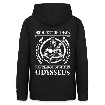Odysseus – Der Navigator von Troja nach Ithaca - Frauen Hoodie - Schwarz - Hinten - AI Model Female 172 light (172cm)
