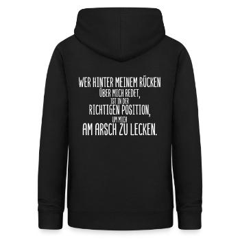 Wer hinter meinem Rücken redet, kann mich mal - Frauen Hoodie - Schwarz - Hinten - AI Model Female 172 light (172cm)