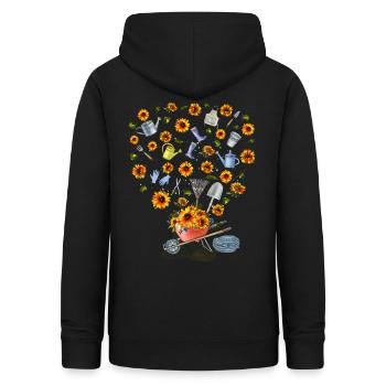 TOURNESOL JARDINAGE SUNFLOWER GARDENING - Sweat à capuche Femme - noir - Dos - AI Model Female 172 light (172cm)
