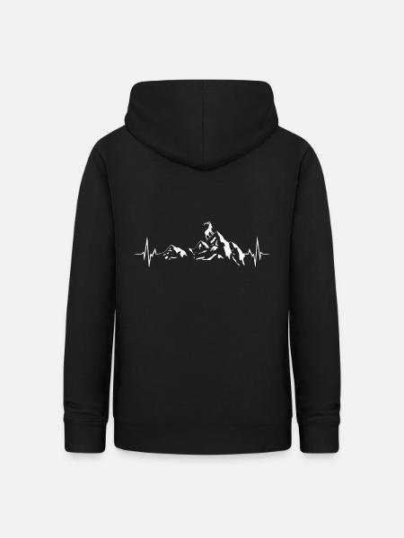 Berge + Steinbock - Heartbeat - Herzschlag - - Frauen Hoodie - Schwarz