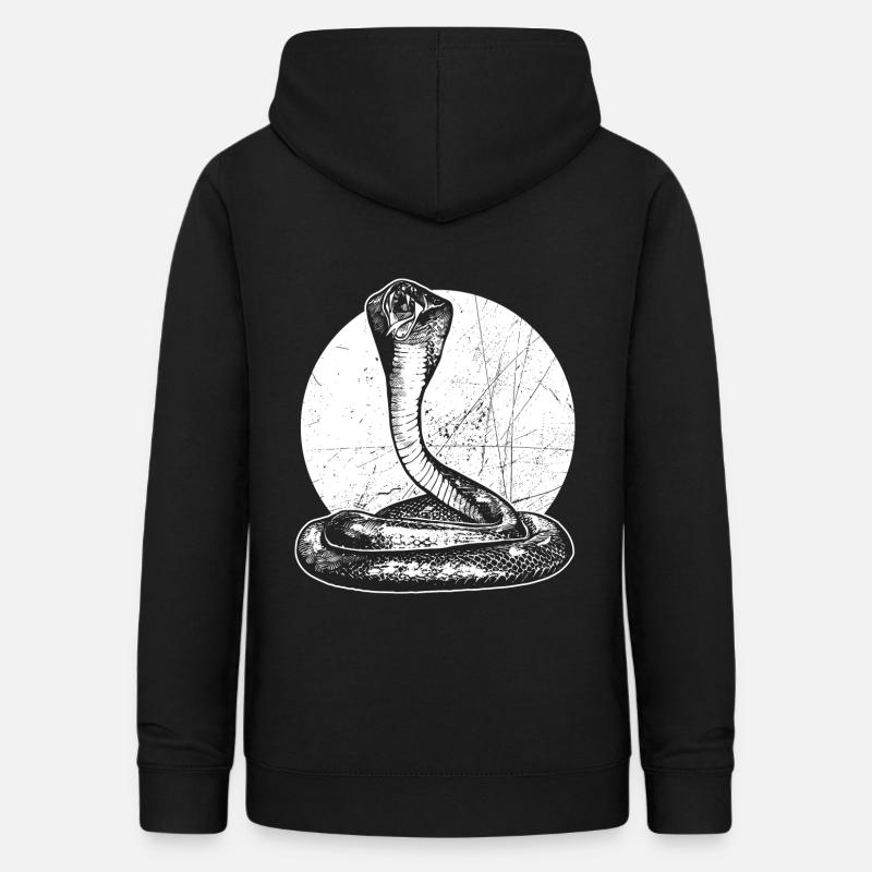 Pelle di serpente della giungla del veleno di serpente cobra - Felpa con cappuccio da donna - nero