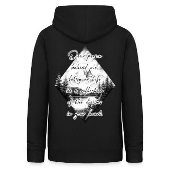Spruch für die Person Hinter Dir Träume Ziele - Frauen Hoodie - Schwarz - Hinten - AI Model Female 172 light (172cm)