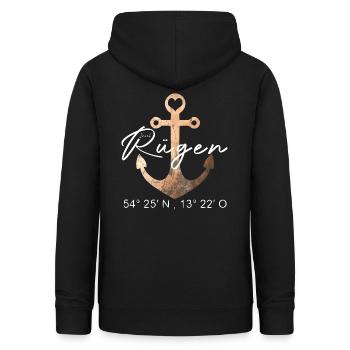 Insel Rügen - Anker - Koordinaten - Frauen Hoodie - Schwarz - Hinten - AI Model Female 172 light (172cm)