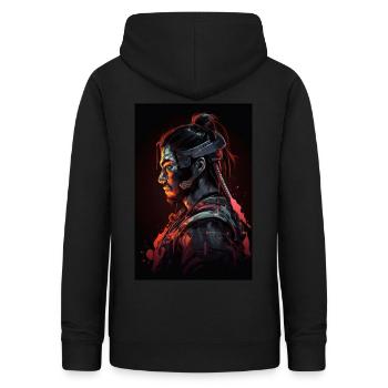 Neon Cyber Samurai Warrior #8 - Frauen Hoodie - Schwarz - Hinten - AI Model Female 172 light (172cm)
