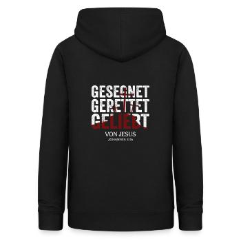 gesegnet gerettet geliebt - Frauen Hoodie - Schwarz - Hinten - AI Model Female 172 light (172cm)