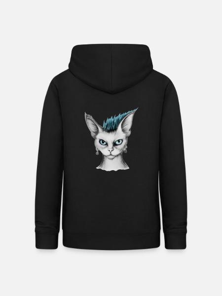 katze mit punk frisur - Frauen Hoodie - Schwarz
