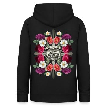 Jesus Christus, Heiliges Herz Jesu, Rosen-Dekor - Frauen Hoodie - Schwarz - Hinten - AI Model Female 172 light (172cm)