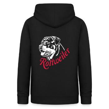 569 Rottweiler Rüde - Frauen Hoodie - Schwarz - Hinten - AI Model Female 172 light (172cm)