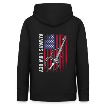 More bass - no treble - double bass for musicians - Women's Hoodie - black - Back - AI Model Female 172 light (172cm)