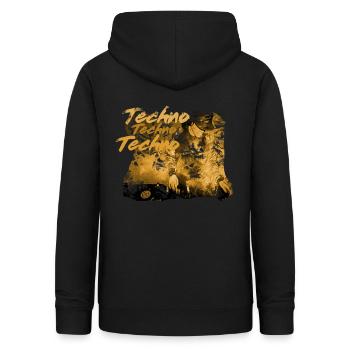 Techno,Techno music,DJ,Techno Bass,Raver,Disco, - Frauen Hoodie - Schwarz - Hinten - AI Model Female 172 light (172cm)