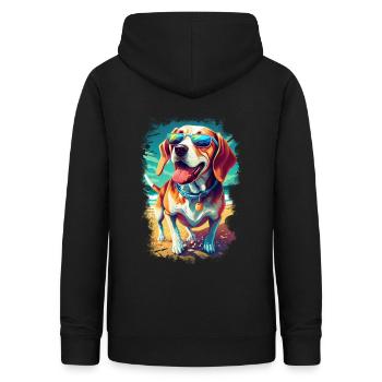cooler Beagle mit Sonnenbrille am Strand - Frauen Hoodie - Schwarz - Hinten - AI Model Female 172 light (172cm)