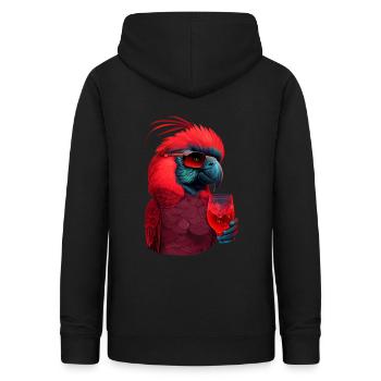 roter Ara Papagei mit Drink und funky Brille - Frauen Hoodie - Schwarz - Hinten - AI Model Female 172 light (172cm)