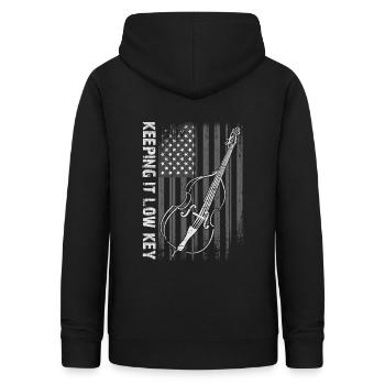 More Bass Double Bass with American Flag - Women's Hoodie - black - Back - AI Model Female 172 light (172cm)