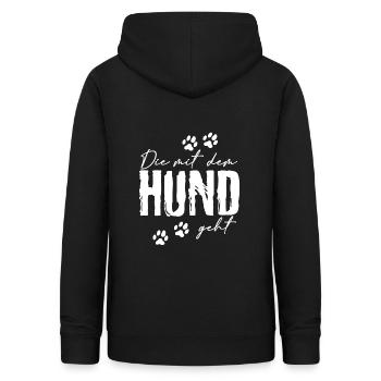 Die mit dem Hund geht - Frauen Hoodie - Schwarz - Hinten - AI Model Female 172 light (172cm)