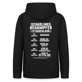 Schädlingsbekämpfer Kammerjäger Stundenlohn - Frauen Hoodie - Schwarz - Hinten - AI Model Female 172 light (172cm)