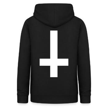 Kreuz upsidedown - Frauen Hoodie - Schwarz - Hinten - AI Model Female 172 light (172cm)