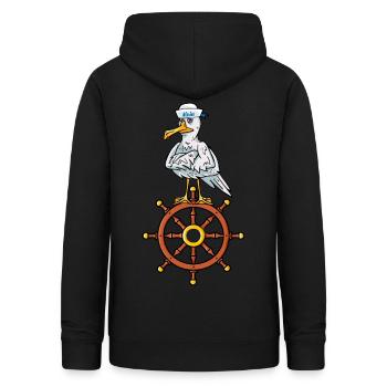 Seagull Steering Wheel Seaman Shipping Captain Moin - Women's Hoodie - black - Back - AI Model Female 172 light (172cm)