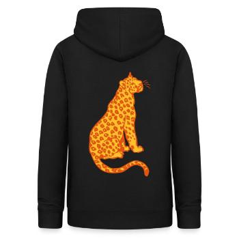 Sitzende Leopard von Cheerful Madness!! - Frauen Hoodie - Schwarz - Hinten - AI Model Female 172 light (172cm)