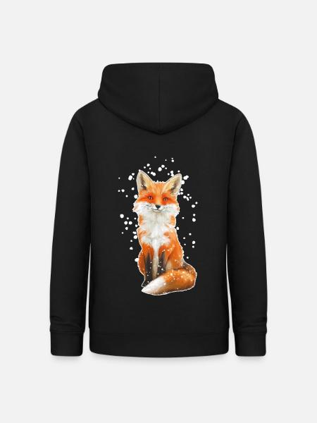 Fuchs mit Schneeflocken - Frauen Hoodie - Schwarz
