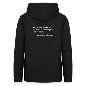 Dear Person Behind Me – Positives Zitat - Frauen Hoodie - Schwarz - Hinten - AI Model Female 172 light (172cm)