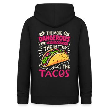 T-shirt Tacos & Adventure – Dangereusement bon ! - Sweat à capuche Femme - noir - Dos - AI Model Female 172 light (172cm)