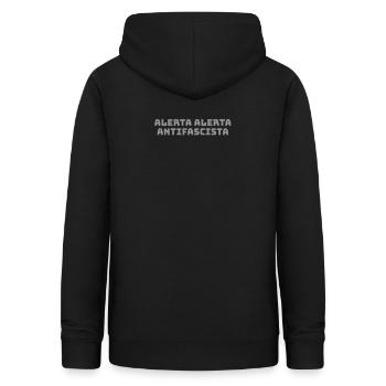 ALERTA ALERTA ANTIFASCISTA FCKNZS NOAFD - Frauen Hoodie - Schwarz - Hinten - AI Model Female 172 light (172cm)