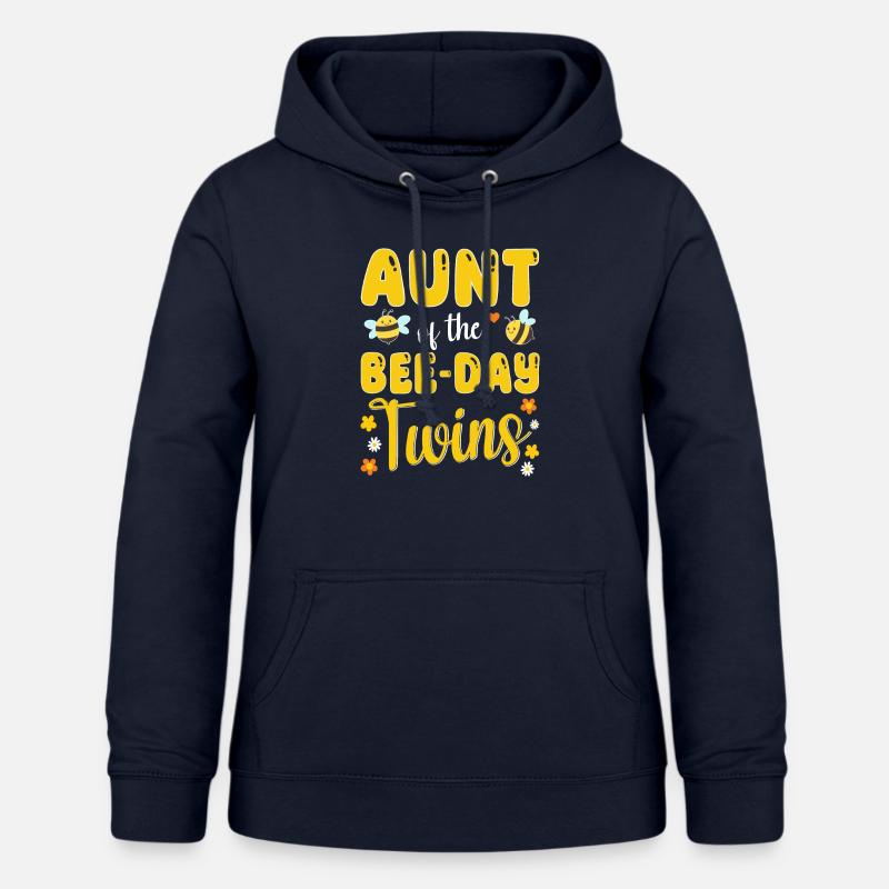 Tía de los gemelos del Día de las Abejas - Sudadera con capucha para mujer - azul marino