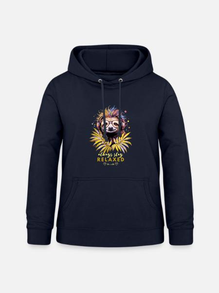 Buntes Faultier – Always Stay Relaxed - Frauen Hoodie - Navy
