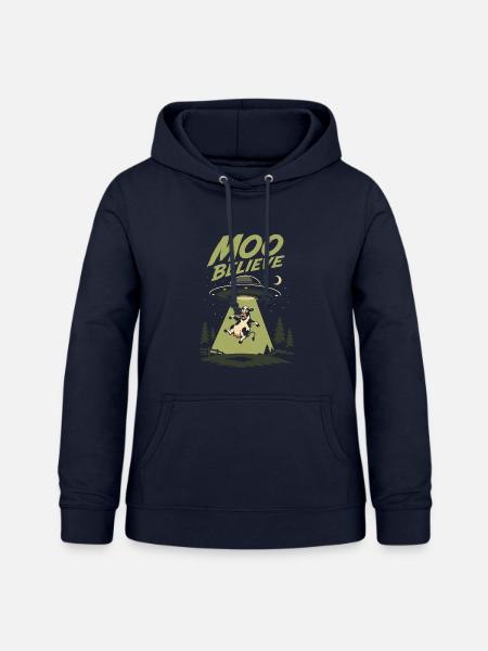 Moo Believe – Kuh trifft UFO Alien - Frauen Hoodie - Navy