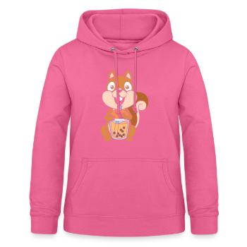 Bubble Milk Tea Squirrel Drinking Boba Tea - Women's Hoodie - pink - Front - AI Model Female 172 light (172cm)