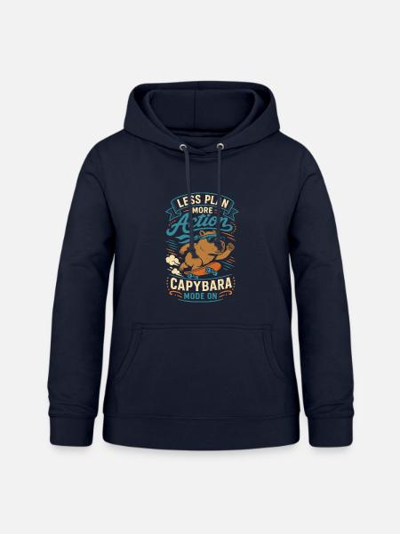 Less Plan More Action – Skateboard-Capybara - Frauen Hoodie - Navy